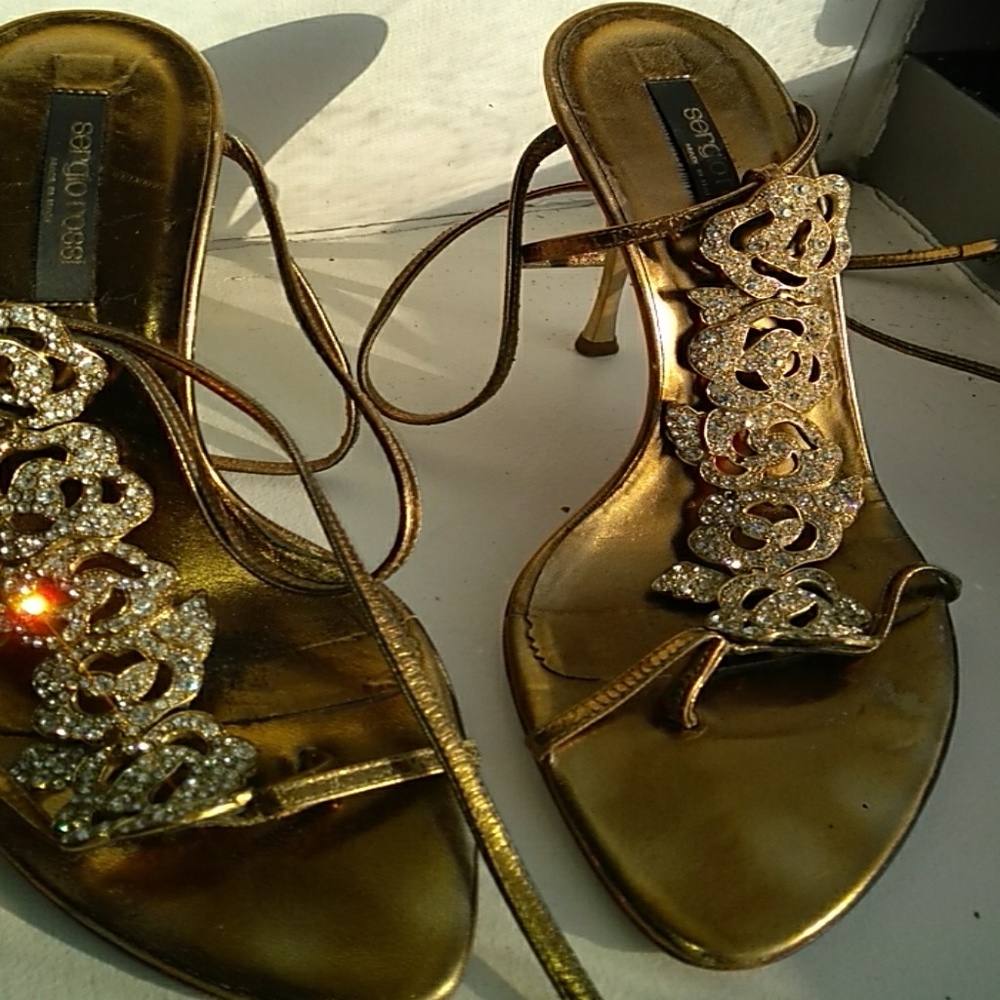 Sergio Rossi Gold jewelry sandal